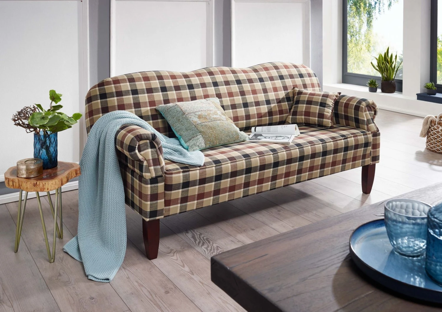 EDINBURGH Divano - Stoffa A Quadri / Multicolore Scuro 195x78x93 3 EDINBURGH Divano - Stoffa A Quadri / Multicolore Scuro 195x78x93