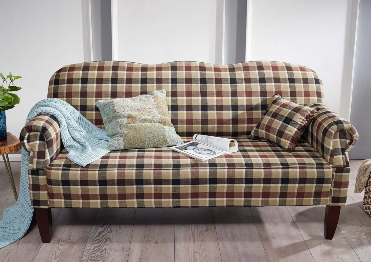 EDINBURGH Divano - Stoffa A Quadri / Multicolore Scuro 195x78x93 5 EDINBURGH Divano - Stoffa A Quadri / Multicolore Scuro 195x78x93 - immagine 3