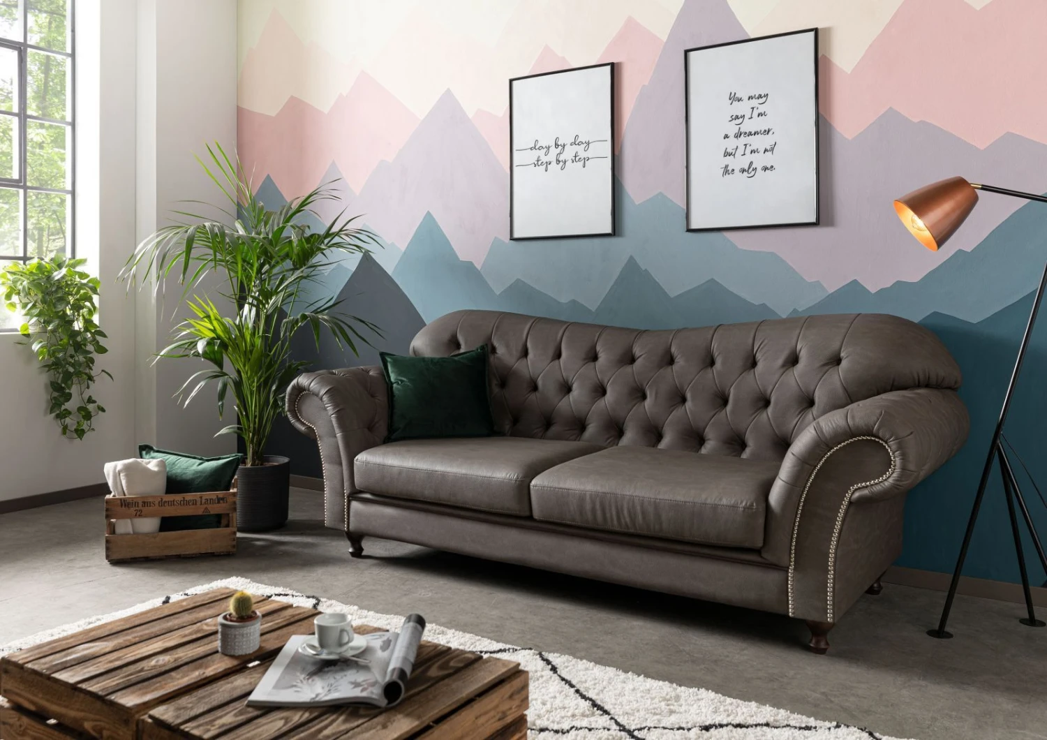 SHEFFIELD Divano - Stoffa / Grigio - Marrone 230x90x84 3 SHEFFIELD Divano - Stoffa / Grigio - Marrone 230x90x84