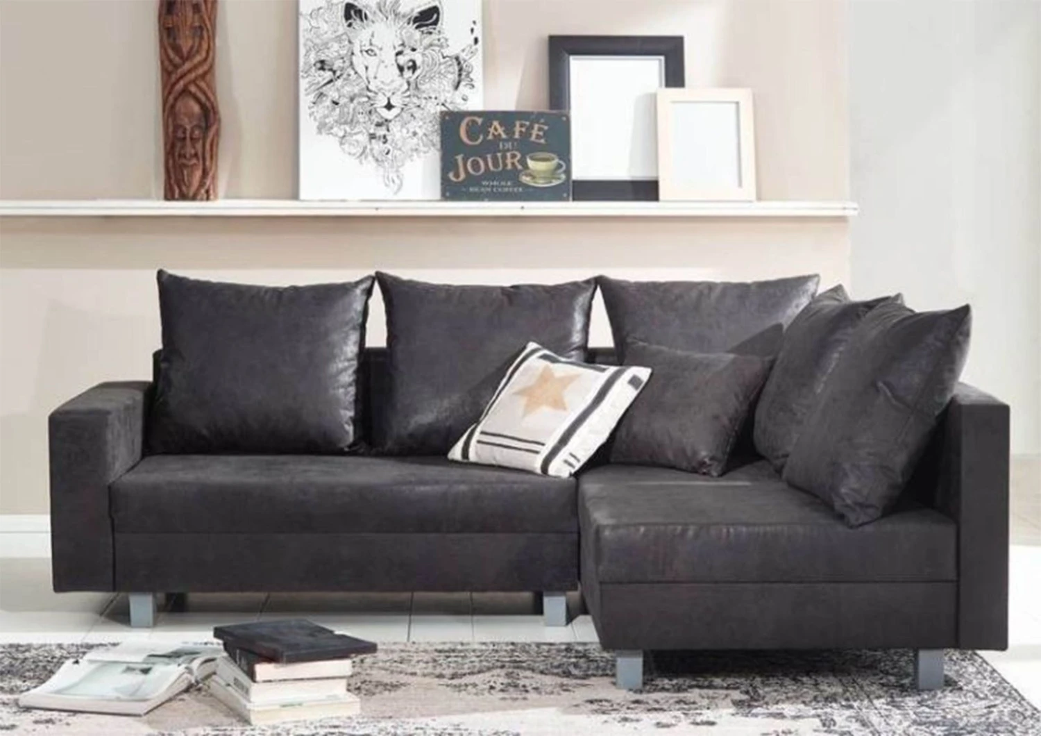 MAIA Divano Angolare Con Penisola A Sinistra Incl. Poggia Piedi - Stoffa / Grigio 230x160x85 4 MAIA Divano Angolare Con Penisola A Sinistra Incl. Poggia Piedi - Stoffa / Grigio 230x160x85 - immagine 2