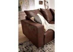 MAIA Divano Angolare Con Penisola A Sinistra Incl. Poggia Piedi - Stoffa / Marrone Scuro 230x160x85 -Massivmoebel24 68 920 100 0173 03