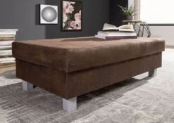 MAIA Divano Angolare Con Penisola A Sinistra Incl. Poggia Piedi - Stoffa / Marrone Scuro 230x160x85 -Massivmoebel24 68 920 100 0173 06