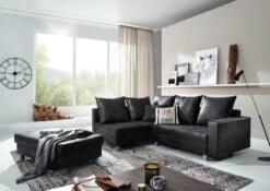 MAIA Divano Angolare Con Penisola A Destra Incl. Poggia Piedi - Stoffa / Grigio 230x160x85