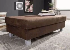 MAIA Divano Angolare Con Penisola A Destra Incl. Poggia Piedi - Stoffa / Marrone Scuro 230x160x85 -Massivmoebel24 68 920 100 0175 06