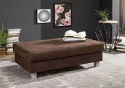 MAIA Divano Angolare Con Penisola A Destra Incl. Poggia Piedi - Stoffa / Marrone Scuro 230x160x85 -Massivmoebel24 68 920 100 0175 07