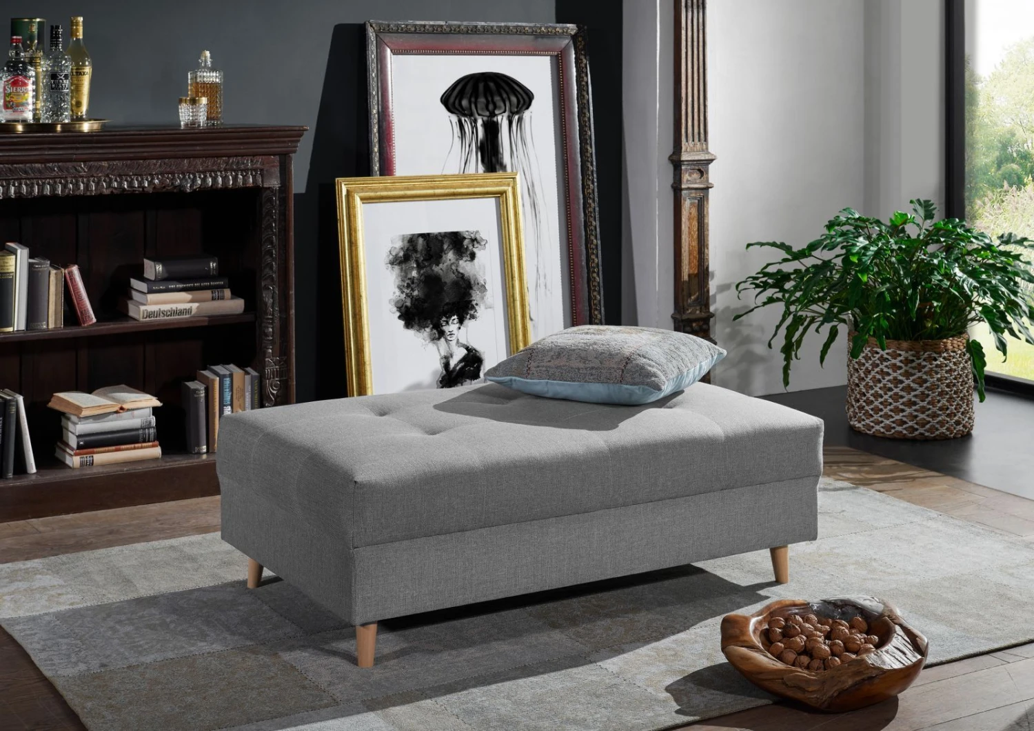 ARIELLA #176 Divano Angolare Con Poggia Piedi - Stoffa / Grigio Chiaro 230x160x86 6 ARIELLA #176 Divano Angolare Con Poggia Piedi - Stoffa / Grigio Chiaro 230x160x86 - immagine 4