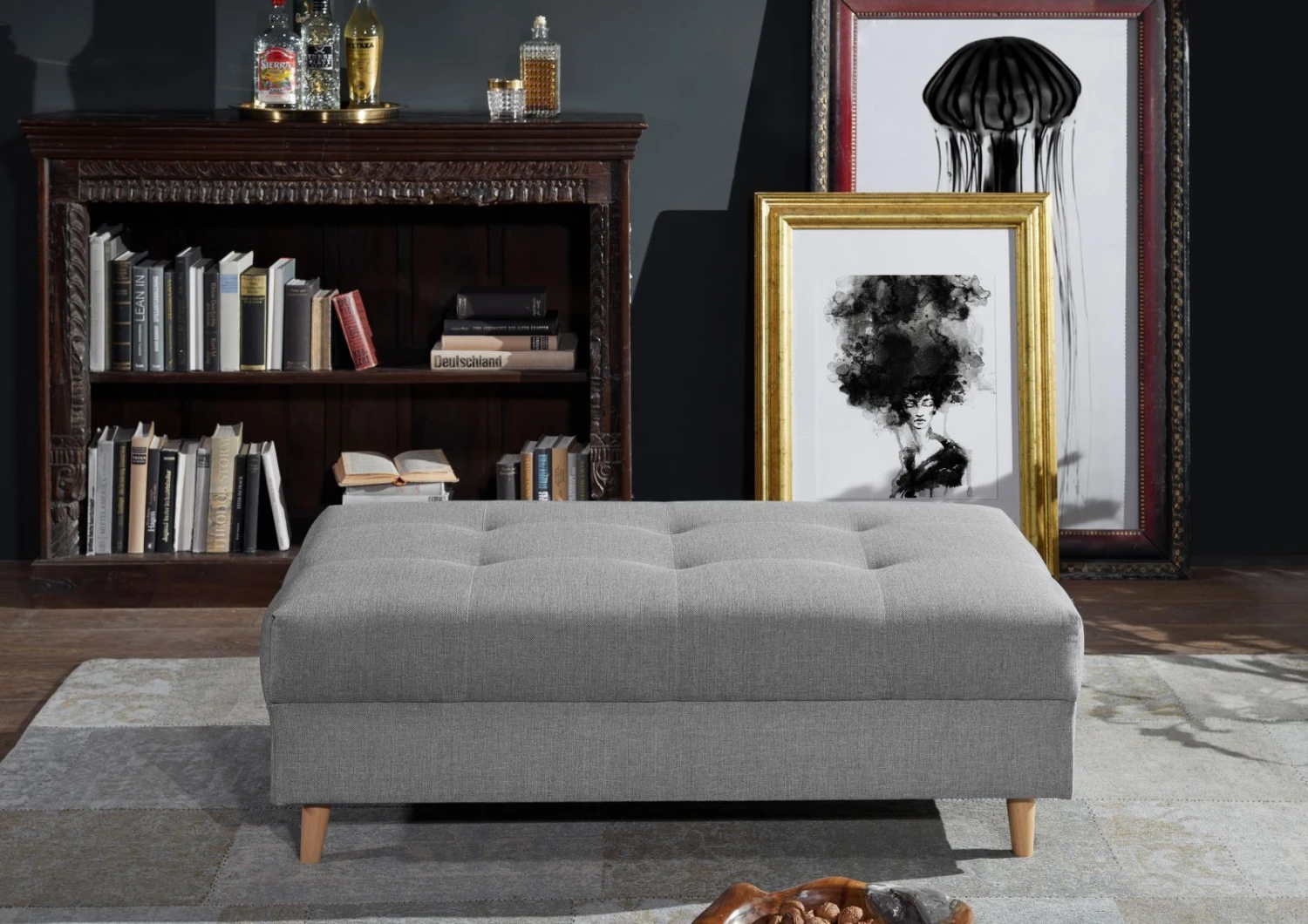 ARIELLA #176 Divano Angolare Con Poggia Piedi - Stoffa / Grigio Chiaro 230x160x86 8 ARIELLA #176 Divano Angolare Con Poggia Piedi - Stoffa / Grigio Chiaro 230x160x86 - immagine 6