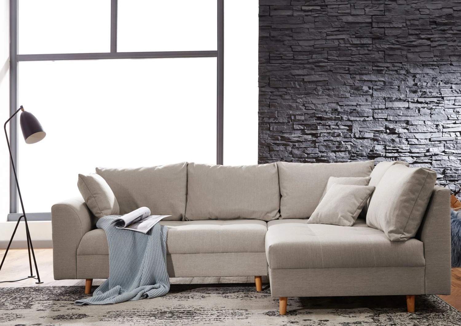 ARIELLA #176 Divano Angolare Con Poggia Piedi - Stoffa / Beige 230x160x88 5 ARIELLA #176 Divano Angolare Con Poggia Piedi - Stoffa / Beige 230x160x88 - immagine 3