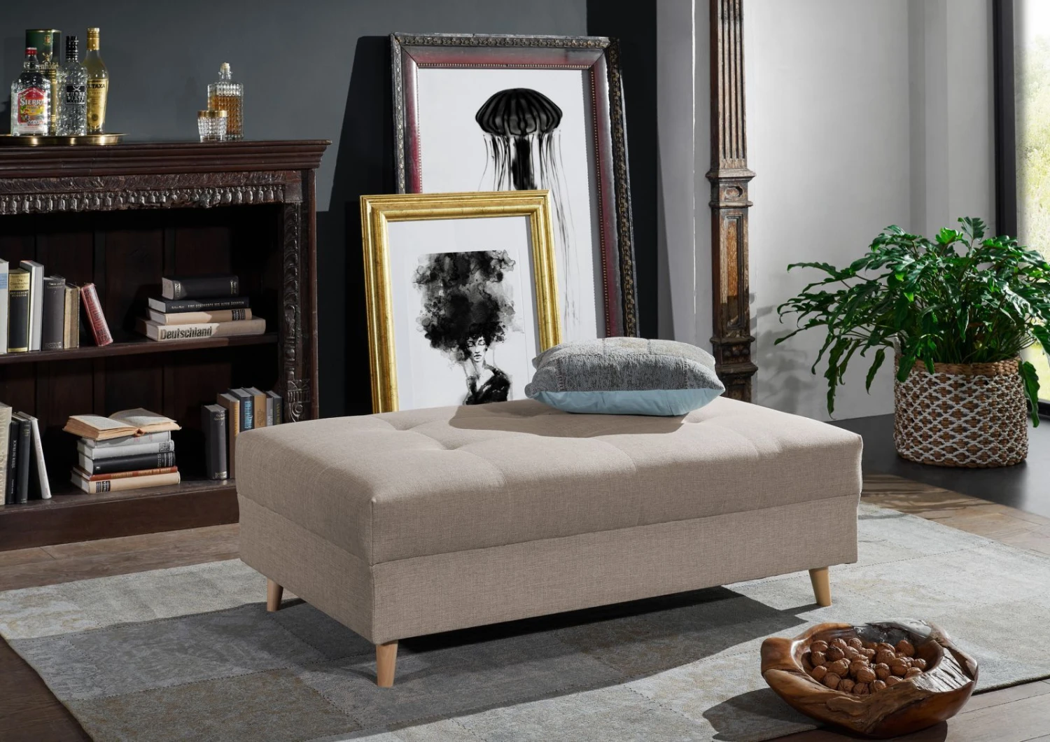 ARIELLA #176 Divano Angolare Con Poggia Piedi - Stoffa / Beige 230x160x88 6 ARIELLA #176 Divano Angolare Con Poggia Piedi - Stoffa / Beige 230x160x88 - immagine 4