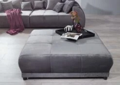 VANESSA #180 Divano Con Poggia Piedi - Stoffa / Grigio 310x160x80 -Massivmoebel24 68 920 100 0180 7