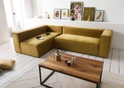 BRUGGE Divano Angolare - Stoffa / Senape 175x92x64 -Massivmoebel24 68 920 100 0182 3