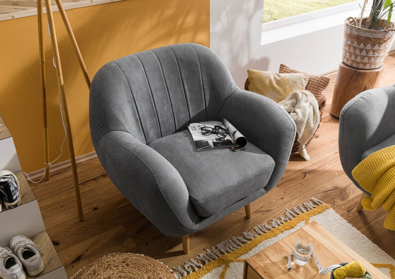 HOLMA Poltrona - Stoffa / Grigio 96x85x88 4 HOLMA Poltrona - Stoffa / Grigio 96x85x88 - immagine 2