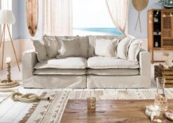 SYLT Divano 2 Posti - Stoffa / Beige 238x117x90 -Massivmoebel24 68 920 100 0192 3