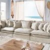 SYLT Divano 3 Posti - Stoffa / Beige 341x117x90 -Massivmoebel24 68 920 100 0194 1