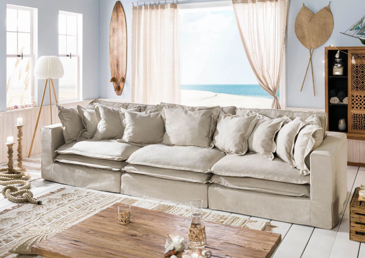 SYLT Divano 3 Posti - Stoffa / Beige 341x117x90 3 SYLT Divano 3 Posti - Stoffa / Beige 341x117x90