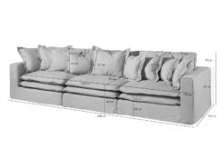 SYLT Divano 3 Posti - Stoffa / Verde Scuro 341x117x90 -Massivmoebel24 68 920 100 0194 8